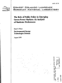 Cover page: The Role of Public Policy in Emerging Green Power Markets: An Analysis of Marketer Preferences