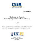 Cover page: The Guy at the Controls: Labor Quality and Power Plant Efficiency