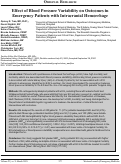 Cover page: Effect of Blood Pressure Variability on Outcomes in Emergency Patients with Intracranial Hemorrhage