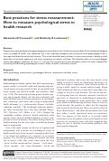 Cover page: Best practices for stress measurement: How to measure psychological stress in health research