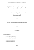 Cover page: High Efficiency Power Amplifier Design Techniques for Advanced Transmitters