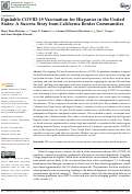 Cover page: Equitable COVID-19 Vaccination for Hispanics in the United States: A Success Story from California Border Communities