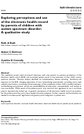 Cover page: Exploring perceptions and use of the electronic health record by parents of children with autism spectrum disorder: A qualitative study