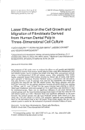 Cover page: Laser effects on the cell growth and migration of fibroblasts derived from human dental pulp in three-dimensional cell culture