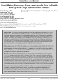 Cover page: Consolidating Emergency Department-specific Data to Enable Linkage with Large Administrative Datasets