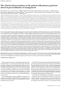 Cover page: The clinical characterization of the patient with primary psychosis aimed at personalization of management.