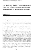 Cover page: "We Were Very Afraid": The Confederated Salish and Kootenai Politics, Identity, and the Perception of Termination, 1971-2003