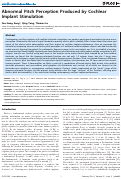 Cover page: Abnormal Pitch Perception Produced by Cochlear Implant Stimulation