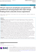 Cover page: HIV pre-exposure prophylaxis programmatic preferences among people who inject drugs: findings from a discrete choice experiment