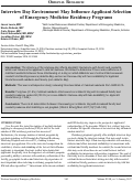 Cover page: Interview day environment may influence applicant selection of emergency medicine residency programs