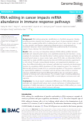 Cover page: RNA editing in cancer impacts mRNA abundance in immune response pathways