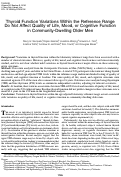 Cover page: Thyroid Function Variations Within the Reference Range Do Not Affect Quality of Life, Mood, or Cognitive Function in Community-Dwelling Older Men.