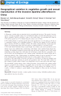 Cover page: Geographical variation in vegetative growth and sexual reproduction of the invasive Spartina alterniflora in China
