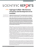 Cover page: Hydrogen Sulfide—Mechanisms of Toxicity and Development of an Antidote