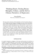 Cover page: Thinking hearts, feeling brains: Metaphor, culture, and the self in Chinese narratives of depression