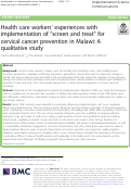 Cover page: Health care workers’ experiences with implementation of “screen and treat” for cervical cancer prevention in Malawi: A qualitative study