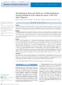 Cover page: Hospitalization Rates and Predictors of Rehospitalization Among Individuals With Advanced Cancer in the Year After Diagnosis