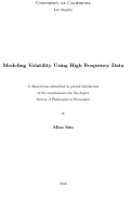 Cover page: Modeling Volatility Using High Frequency Data