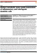 Cover page: Distinct metabolic states guide maturation of inflammatory and tolerogenic dendritic cells