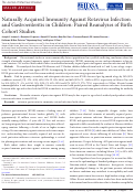 Cover page: Naturally Acquired Immunity Against Rotavirus Infection and Gastroenteritis in Children: Paired Reanalyses of Birth Cohort Studies