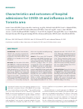 Cover page: Characteristics and outcomes of hospital admissions for COVID-19 and influenza in the Toronto area.