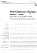 Cover page: Semantic Recollection in Parkinson’s Disease: Functional Reconfiguration and MAPT Variants