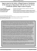 Cover page: Improvement in the Safety of Rapid Sequence Intubation in the Emergency Department with the Use of an Airway Continuous Quality Improvement Program