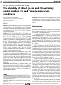 Cover page: The stability of blood gases and CO-oximetry under slushed ice and room temperature conditions