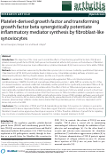 Cover page: Platelet-derived growth factor and transforming growth factor beta synergistically potentiate inflammatory mediator synthesis by fibroblast-like synoviocytes