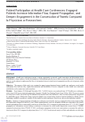 Cover page: Patient Participation at Health Care Conferences: Engaged Patients Increase Information Flow, Expand Propagation, and Deepen Engagement in the Conversation of Tweets Compared to Physicians or Researchers