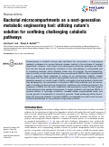 Cover page: Bacterial microcompartments as a next-generation metabolic engineering tool: utilizing nature's solution for confining challenging catabolic pathways