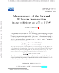 Cover page: Measurement of the forward W boson cross-section in pp collisions at s=7 TeV