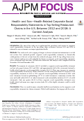 Cover page: Health- and Non-Health-Related Corporate Social Responsibility Statements in Top Selling Restaurant Chains in the U.S. Between 2012 and 2018: A Content Analysis.