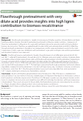 Cover page: Flowthrough pretreatment with very dilute acid provides insights into high lignin contribution to biomass recalcitrance