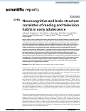 Cover page of Neurocognitive and brain structure correlates of reading and television habits in early adolescence