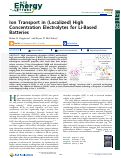 Cover page: Ion Transport in (Localized) High Concentration Electrolytes for Li-Based Batteries