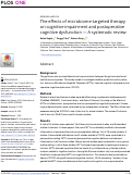 Cover page: The effects of microbiome-targeted therapy on cognitive impairment and postoperative cognitive dysfunction-A systematic review.