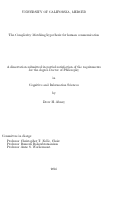 Cover page: The Complexity Matching hypothesis for human communication