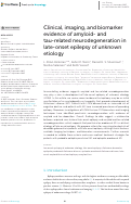 Cover page: Clinical, imaging, and biomarker evidence of amyloid- and tau-related neurodegeneration in late-onset epilepsy of unknown etiology