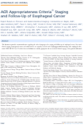 Cover page: ACR Appropriateness Criteria® Staging and Follow-Up of Esophageal Cancer