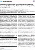 Cover page: An intrinsically disordered transcription activation domain increases the DNA binding affinity and reduces the specificity of NFκB p50/RelA