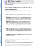 Cover page: Neuropsychiatric predictors of cognitive functioning over a one-year follow-up period in HIV