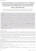 Cover page: Inotuzumab ozogamicin versus standard of care in relapsed or refractory acute lymphoblastic leukemia: Final report and long-term survival follow-up from the randomized, phase 3 INO-VATE study.