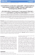 Cover page: Committed to work but vulnerable: self‐perceptions and mental health in NEET 18‐year olds from a contemporary British cohort