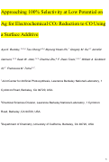 Cover page: Approaching 100% Selectivity at Low Potential on Ag for Electrochemical CO2 Reduction to CO Using a Surface Additive