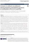 Cover page: Increases in ambient air pollutants during pregnancy are linked to increases in methylation of IL4, IL10, and IFNγ