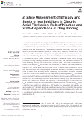 Cover page: In Silico Assessment of Efficacy and Safety of IKur Inhibitors in Chronic Atrial Fibrillation: Role of Kinetics and State-Dependence of Drug Binding