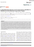 Cover page of Co‐Benefits From Species‐Level Conservation Contribute to Multilateral Environmental Agreement Targets