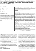 Cover page: Biomechanical evaluation of two plating configurations for fixation of a simple transverse caudal mandibular fracture model in cats.