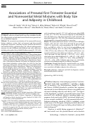 Cover page: Associations of Prenatal First Trimester Essential and Nonessential Metal Mixtures with Body Size and Adiposity in Childhood.